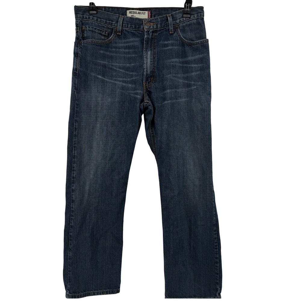 Levis 505 Regular Fit Y2K Jeans Mens 34x30 Blue Medium Wash Denim Straight Leg